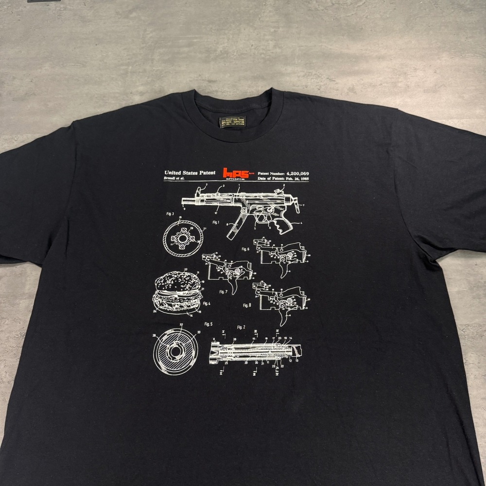 MP5GUYS Supply Co T-Shirt Men 3XL Black MP5 Patent Blueprint Technical Army Tee